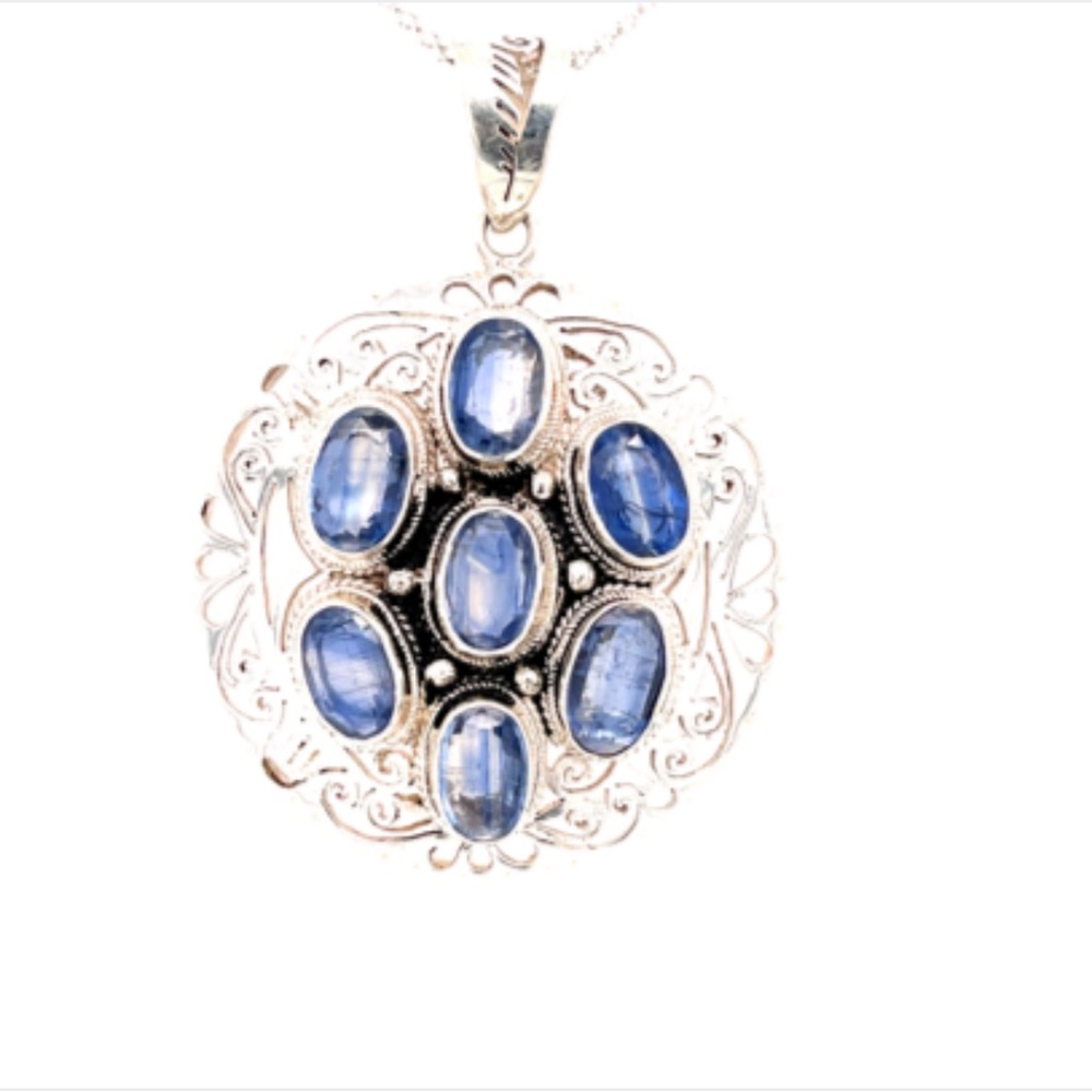 kyanite Natural Gemstone pendant , Sterling silver